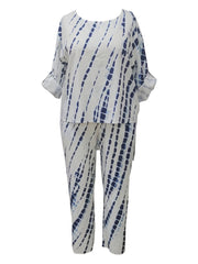 Tie Dye Plus Size 2 Piece Set Round Neck Tunic Top & Pants Outfit