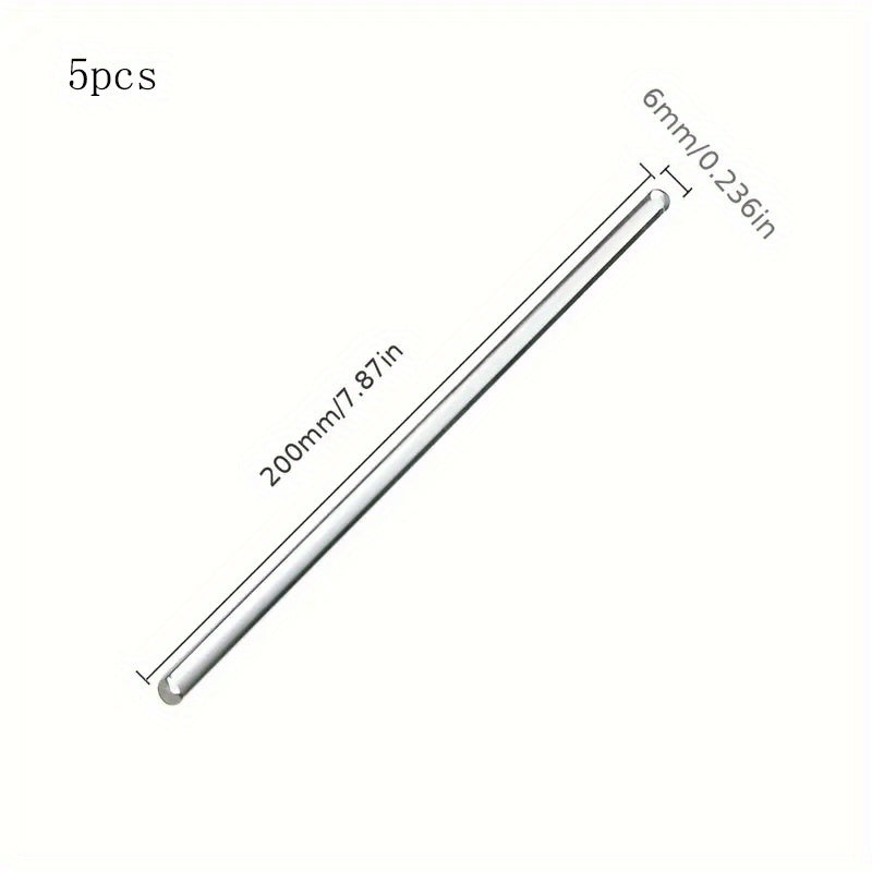 5pcs Glass Rod Stirrers for Mixing Beverages & Chemicals