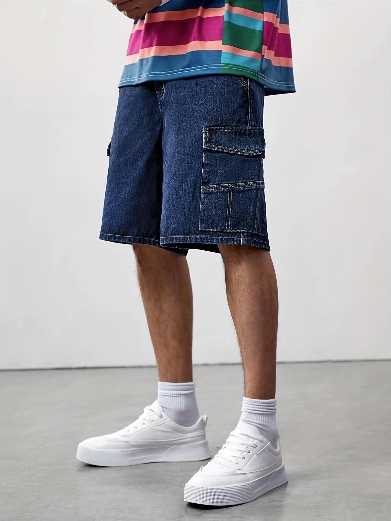 Men's Street Style Denim Shorts Loose Fit Casual Summer Wear