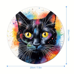 Rainbow Cat Round Mouse Mat Non Slip Rubber Base Mousepad
