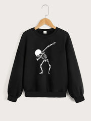 Dancing Skeleton Graphics Pullover for Girls