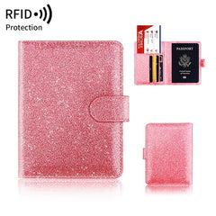 RFID Blocking Pink Bling Passport Holder Card Organizer Wallet