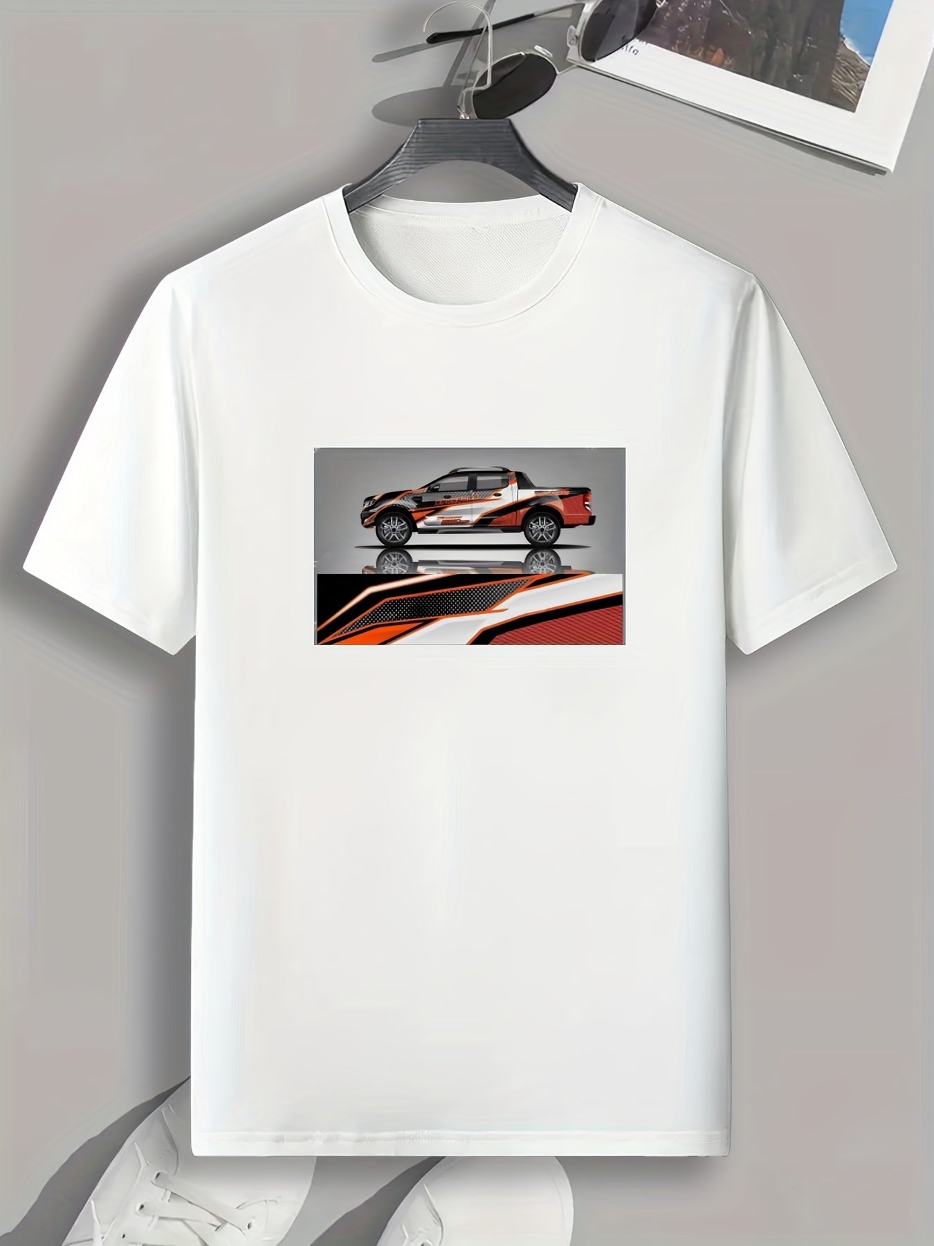 Trucks Print Men's Comfy T-Shirt Active Stretch Tee