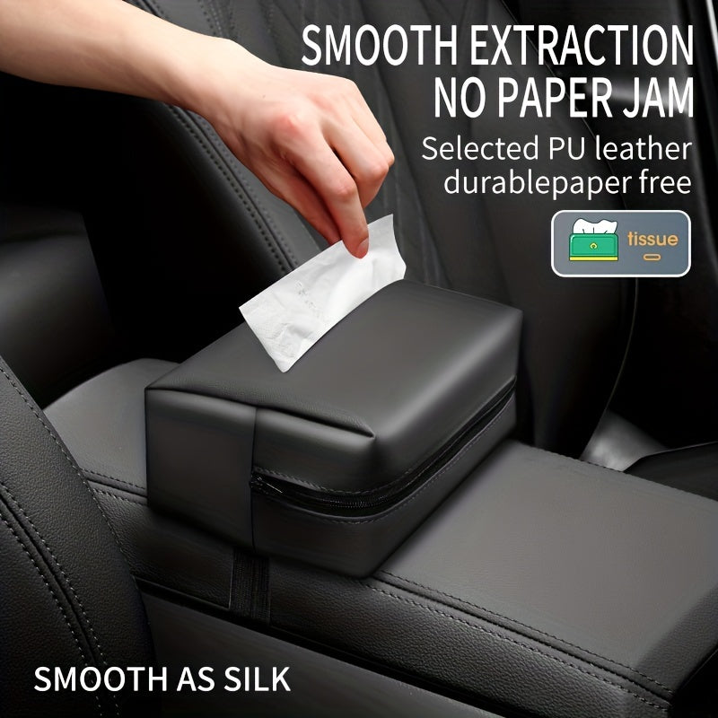 Car Armrest Box Tissue Holder Sun Visor Back Seat PU Leather Mask Holder