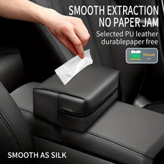 Car Armrest Box Tissue Holder Sun Visor Back Seat PU Leather Mask Holder