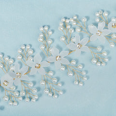 Flower & Faux Pearl Hair Comb Bridal Wedding Headwear