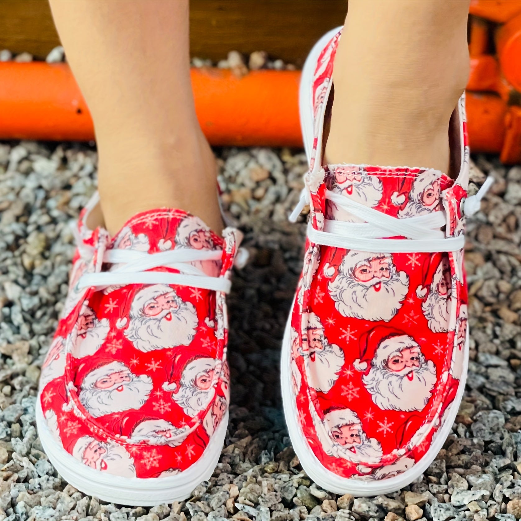 Christmas Cartoon Print Skateboard Shoes Lightweight Low Top Walking Sneakers