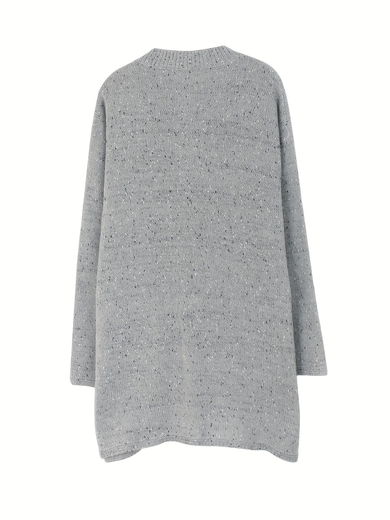 Solid V Neck Button Front Pullover Sweater Casual Long Sleeve Sweater