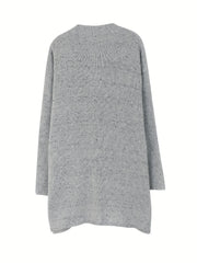 Solid V Neck Button Front Pullover Sweater Casual Long Sleeve Sweater