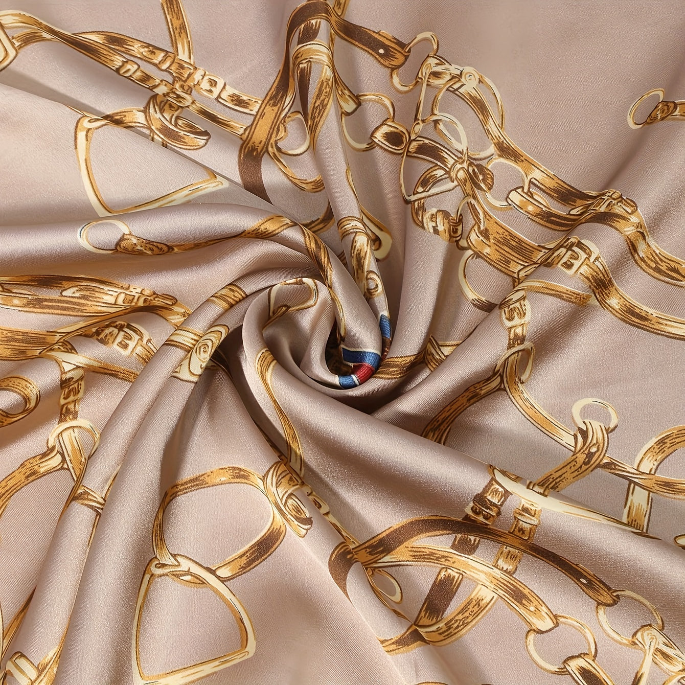 70cm Vintage Chain Print Square Scarf Silk Shawl Women Head Wrap Bandana