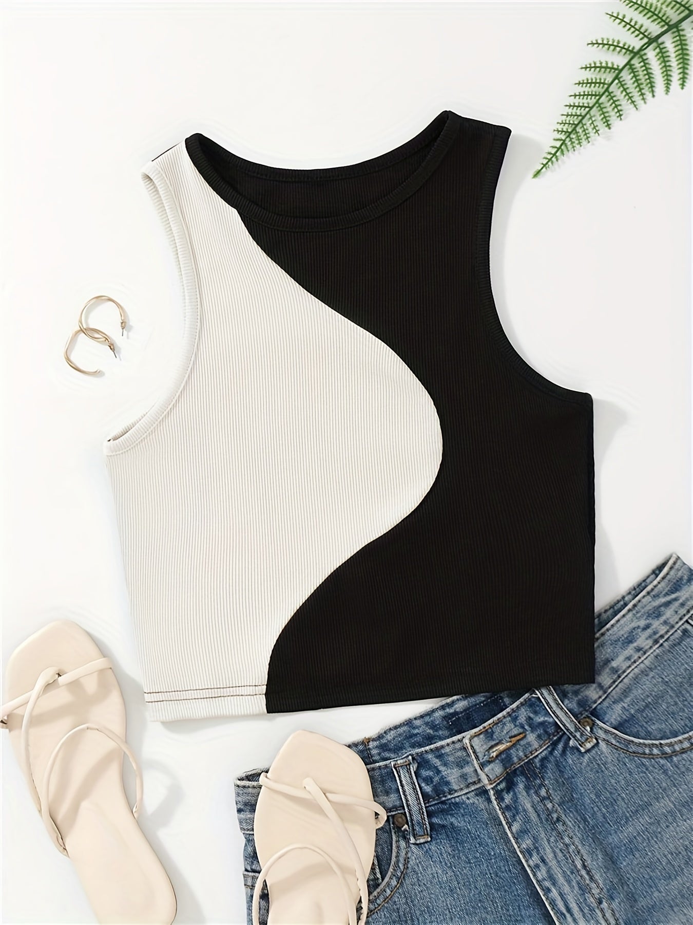 Sleeveless Casual Block Tank Top Summer Women's Clothing