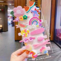 14pcs Baby Girls Cartoon Hair Clips Party Hair Accessories Sets Gift