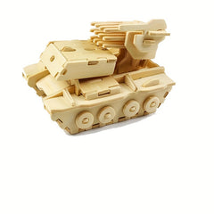 3D Wooden Puzzle Toy Military Tank Vehicle Animals Model Set