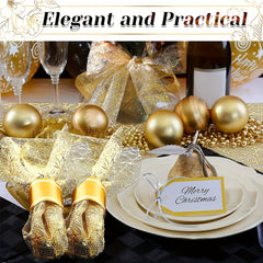 Golden Metallic Linen Table Runner for Wedding Parties