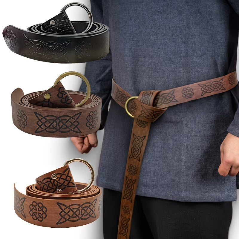 Medieval Celtic Embossed Belt Vintage Knight Ring Belt Stage Props Vintage Wear