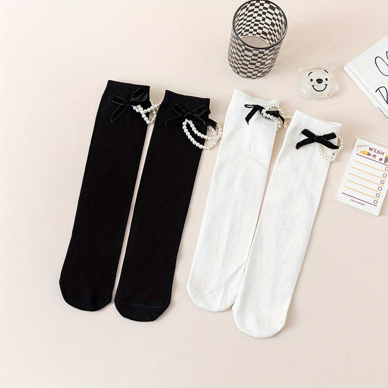 Girls Kids Pearl Textured Socks