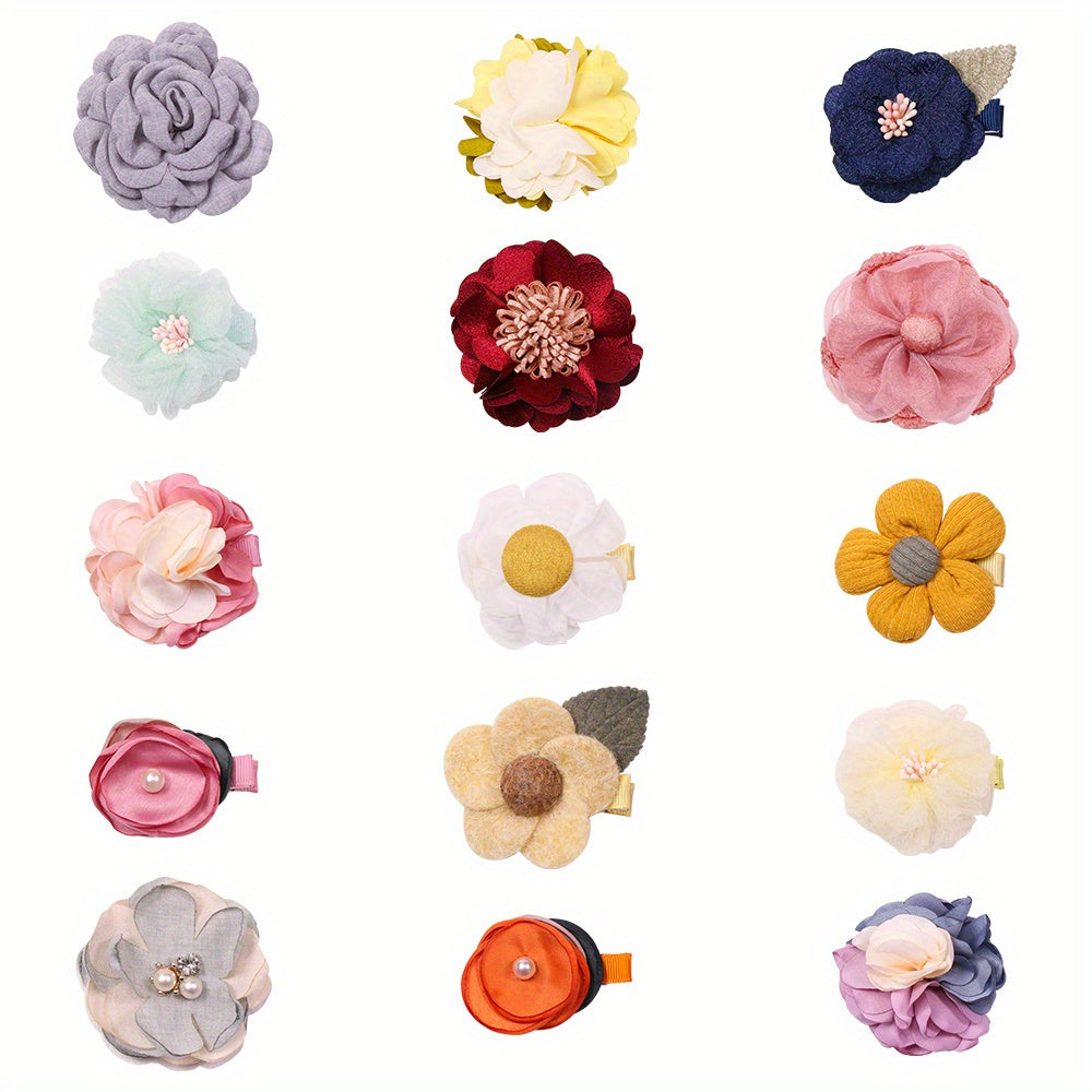 15pcs Chiffon Flower Hairpin Hair Accessories Girls Birthday Gift