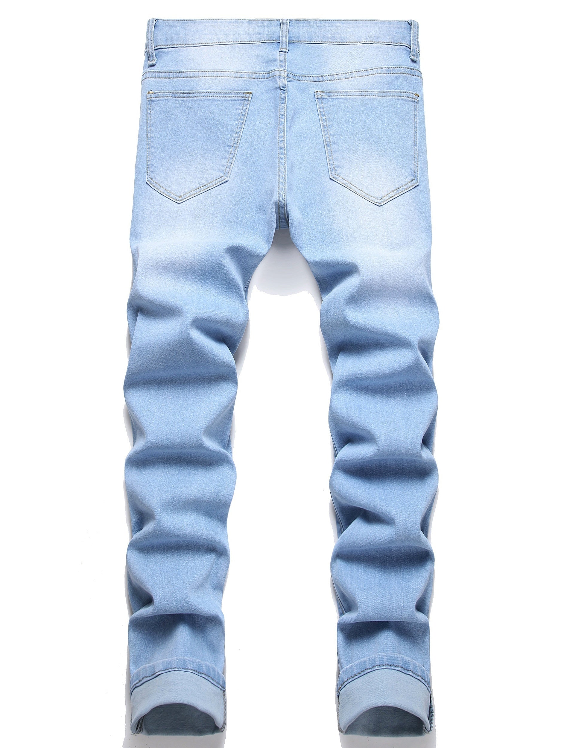 Slim Fit Ripped Jeans Men's Distressed Denim