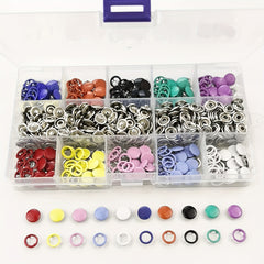 200pc Metal Snap Fastener Kit 10 Colors w/ Pliers Tool