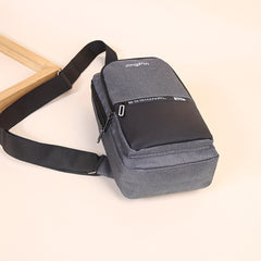 Men's Casual Crossbody Bag With USB Charging Port Diagonal Shoulder Bag Double L