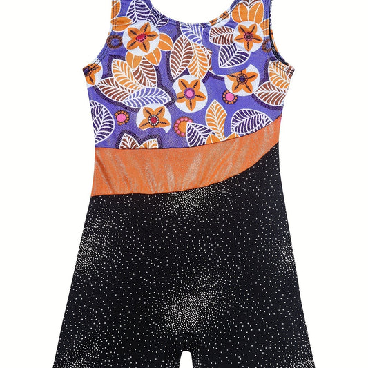 Girls Sleeveless Gymnastics Suit Compression Bodysuit