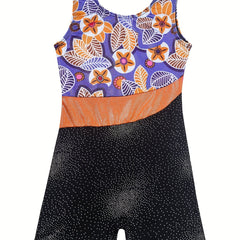 Girls Sleeveless Gymnastics Suit Compression Bodysuit