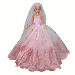 Doll Wedding Dresses with Crown Veil Party Skirts for Girl Doll