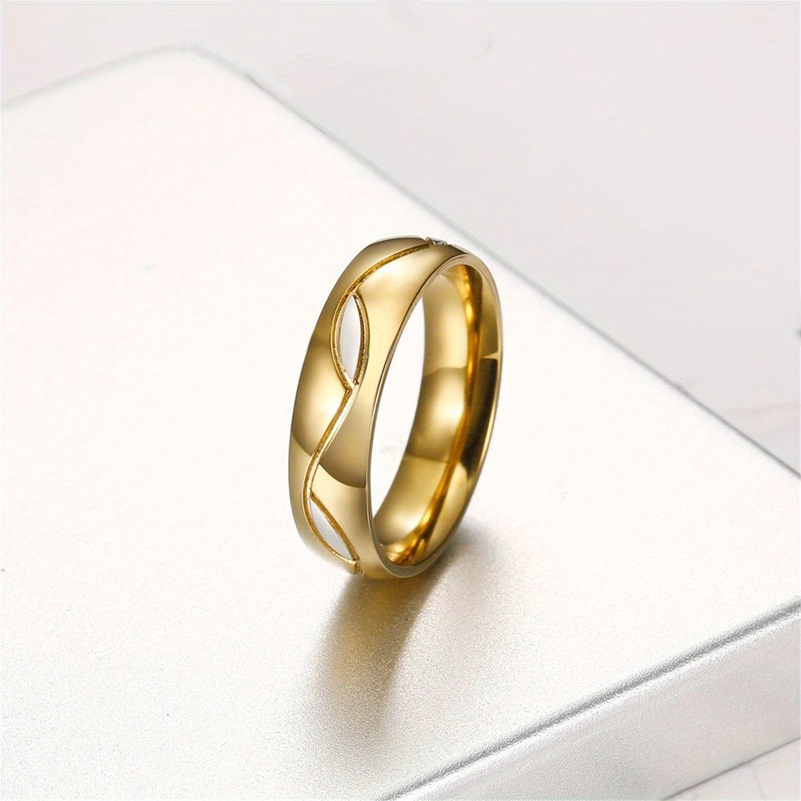 Classic 18k Plated Couples Stainless Steel Ring