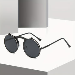 Metal Steampunk Dual Use Sunglasses with Small Round Frame