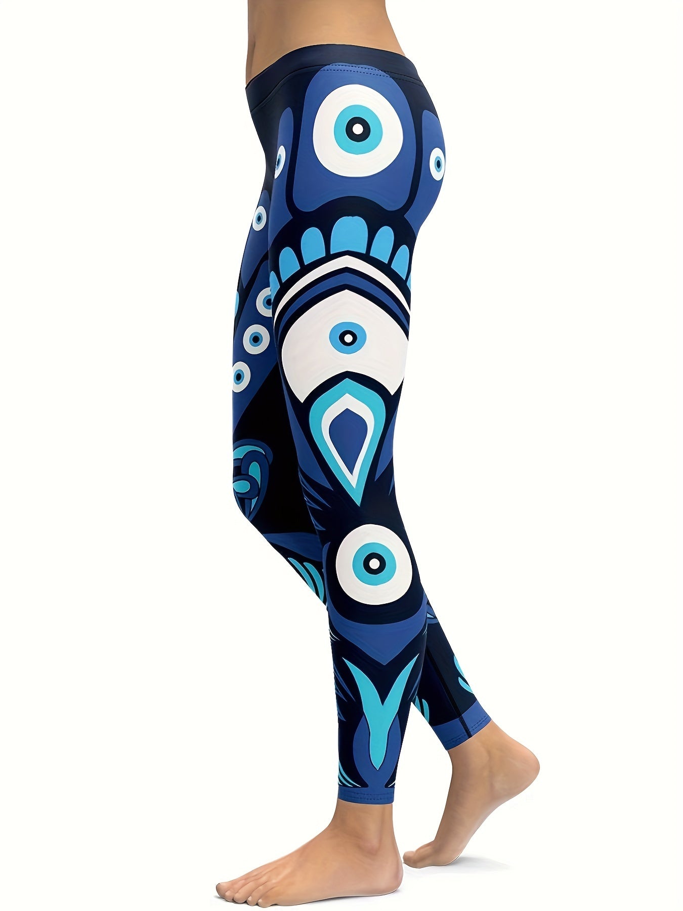 Stretch Eye Graphic Yoga Leggings for Women Moisture Wicking Fitness Pants