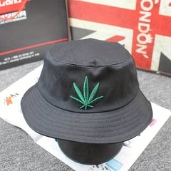 Leaf Embroidery Bucket Hat Summer Cap Men Women