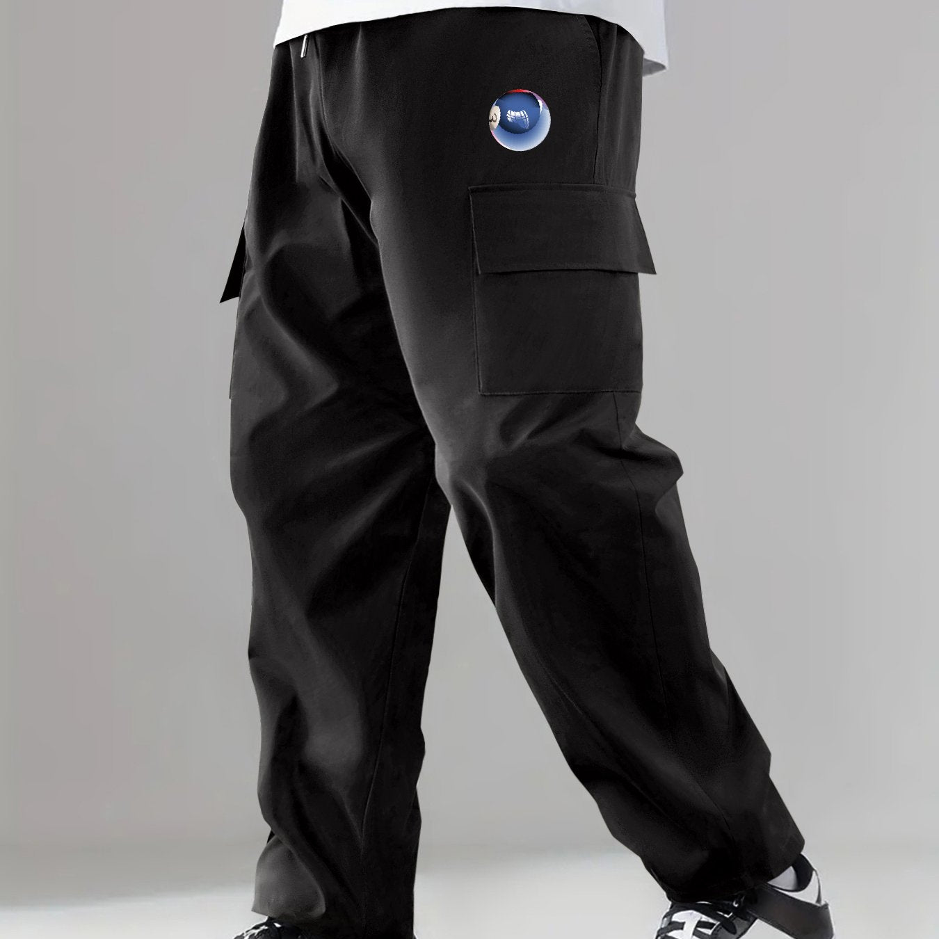 Men's Printed Cargo Pants Stretch Waist Drawstring Casual Pants