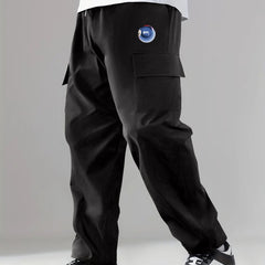 Men's Printed Cargo Pants Stretch Waist Drawstring Casual Pants