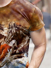Horse 3D Print Men's Short Sleeve T-shirt Graphic Tee Men's Summer Clothes