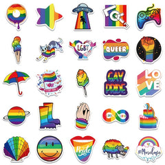 50Pcs Rainbow Waterproof Stickers For Water Bottle Laptop Scrapbook Lugg
