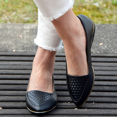 Women's Pointed Toe Flat Shoes Braided Detail Slip On Soft Sole Ballet Flats