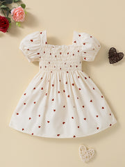 Girls Puffy Sleeve Heart Graphic Tutu Dress