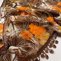 Thin Breathable Scarf Retro Print Fringed Shawl Casual Sunscreen Shawl