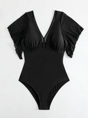 Swimsuit Women's Butterfly V-Neck One Piece Bathing Suit