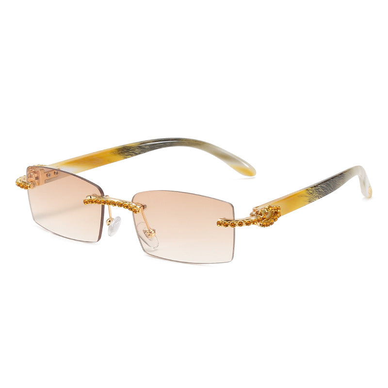 Rimless Sunglasses Rhinestones Boho Sun Glasses Shades UV400