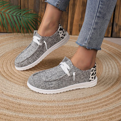 Cow Print Canvas Lace Up Loafers