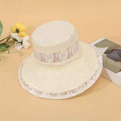 Lace Stitching Mesh Bucket Hat Wide Brim Thin Basin Hat