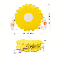 Girls Flower Silicone Zipper Messenger Bag With Bowknot Pendant