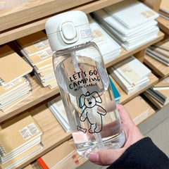 20oz 600ml Transparent Plastic Straw Water Cup with Lifting Ring