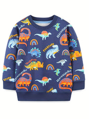 Boys' Cartoon Vehicles Print Hoodie Long Sleeve Top Pullover