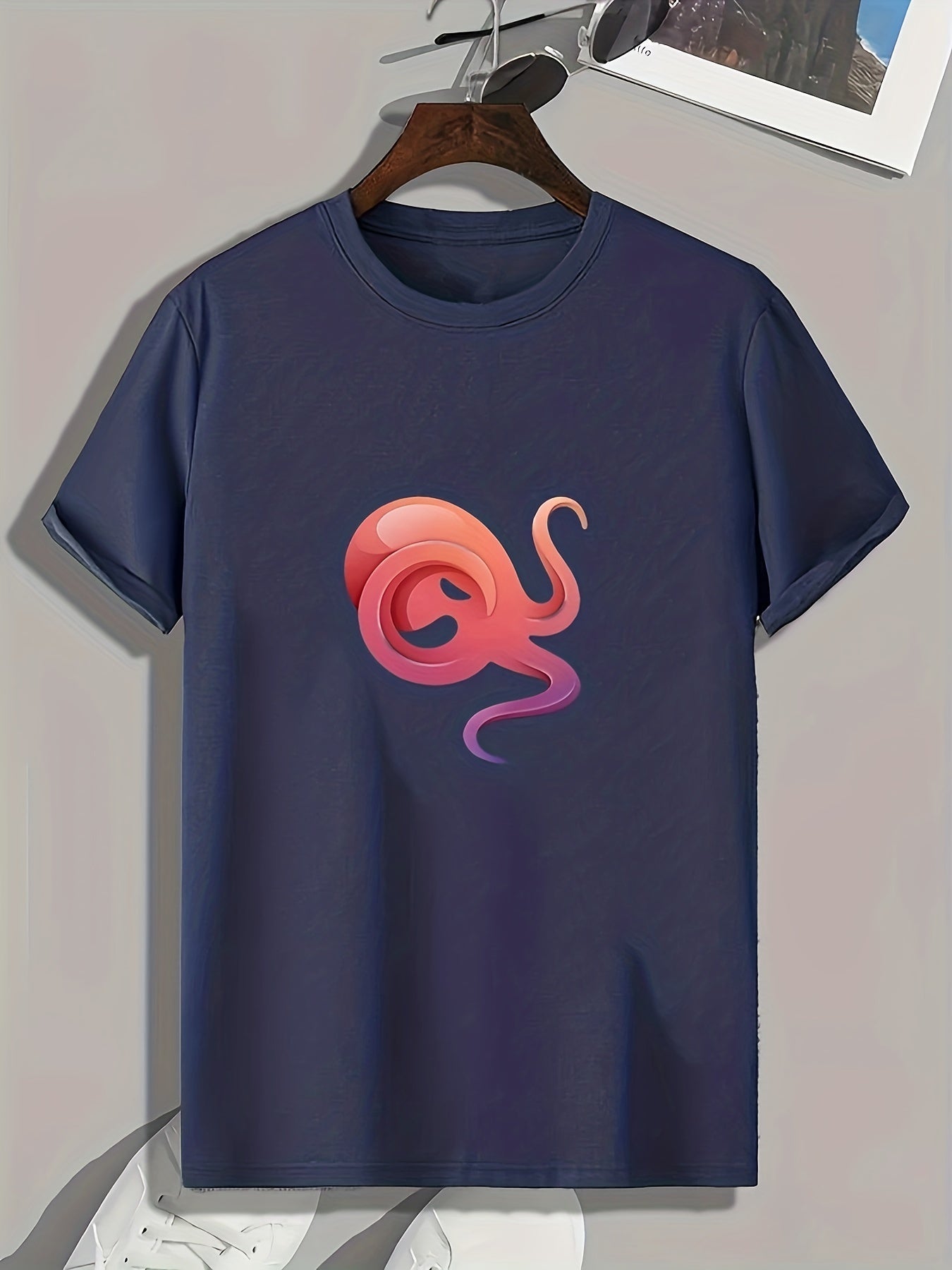 Cartoon Print Men's Graphic Tee for Summer