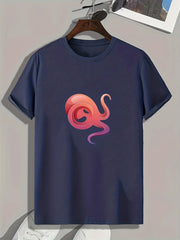 Cartoon Print Men's Graphic Tee for Summer