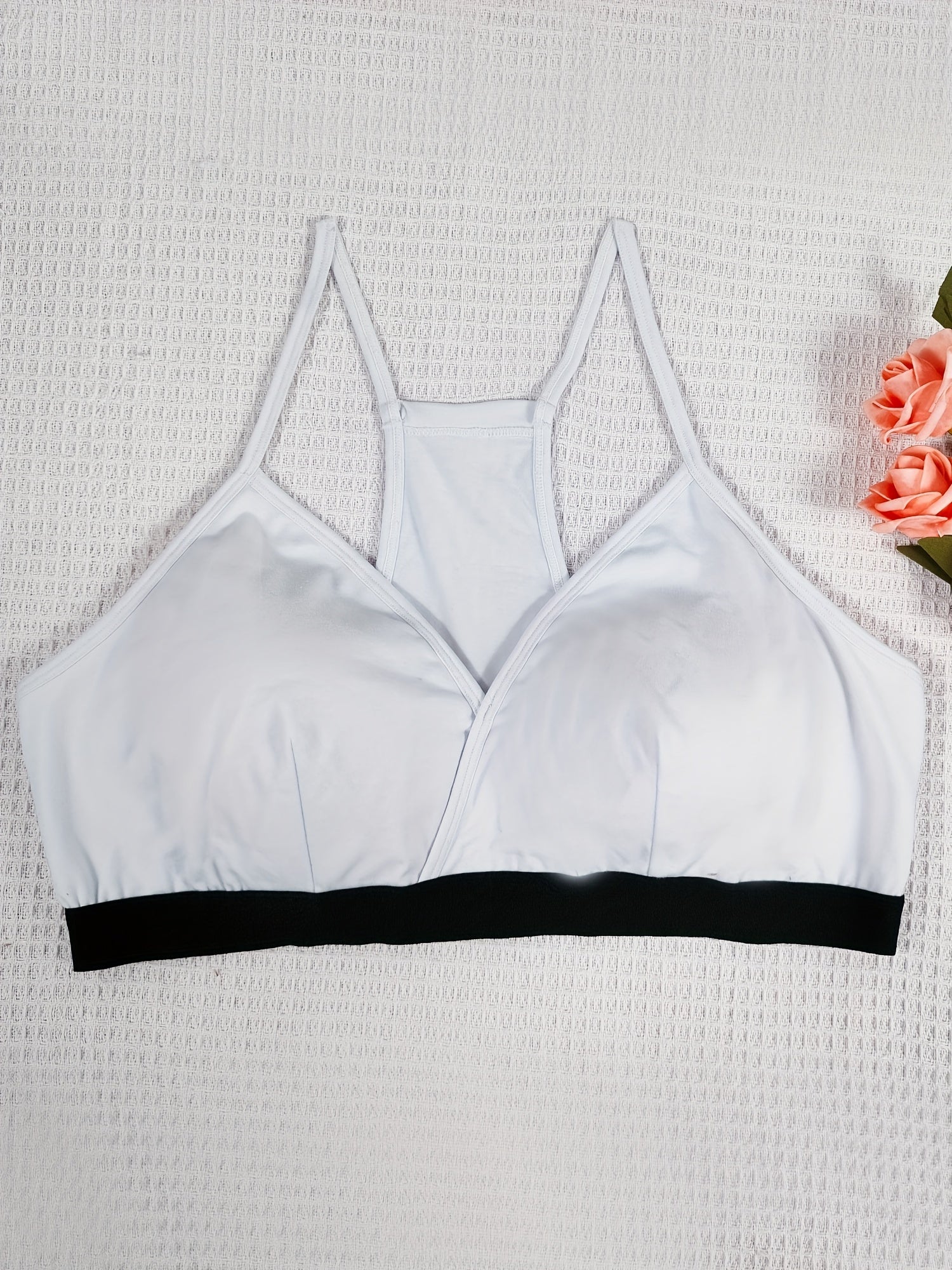 Lace Trim Racer Back Sporty Bra Medium Stretch