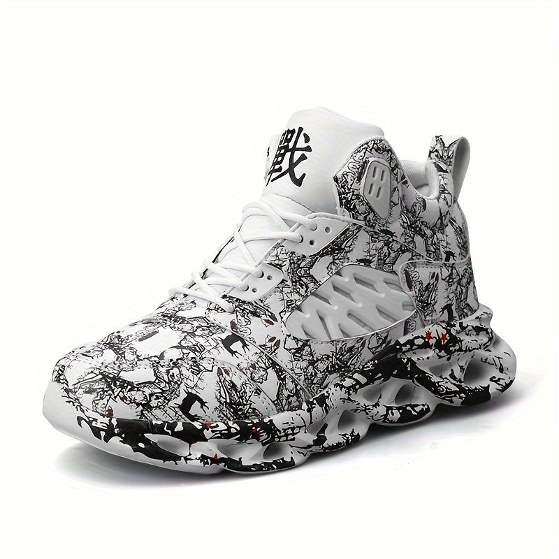 Boys Camo Lace Up Sneakers Breathable Non-slip Running Basketball Shoes