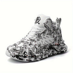 Boys Camo Lace Up Sneakers Breathable Non-slip Running Basketball Shoes